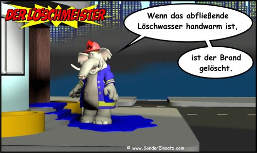 Feuerwehrcartoon Löschwasser