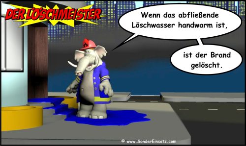 Feuerwehrcartoon Löschwasser